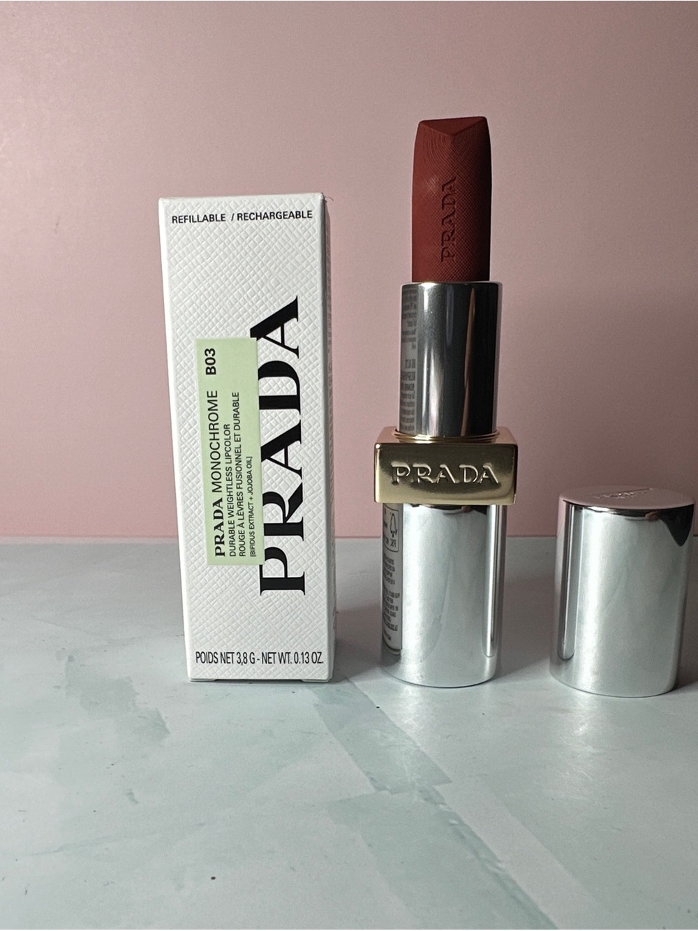 Prada Monochrome Lipstick B03 - Brick Red Matte